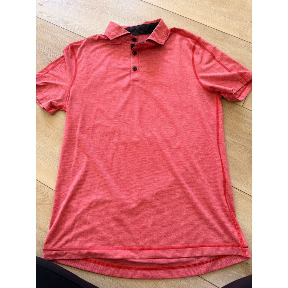 Lululemon Metal Vent Tech Polo Shirt Mens Red Heathered Short Sleeve Top 215